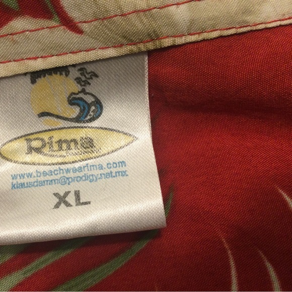 Rima XL Hawaiian Oversized Orchid Palm Tress Party Short Sleeve Button Up Shirt - Picture 8 of 9